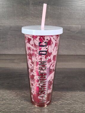 Starbucks Pink & White Special Edition Washington D.C. Cold Cup Tumbler - 24oz